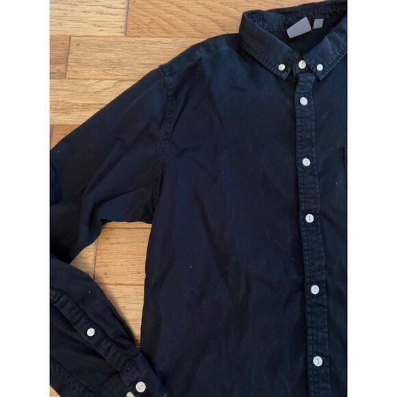 ASOS men's casual black cotton button down long sleeve collared shirt size large - Picture 3 of 8